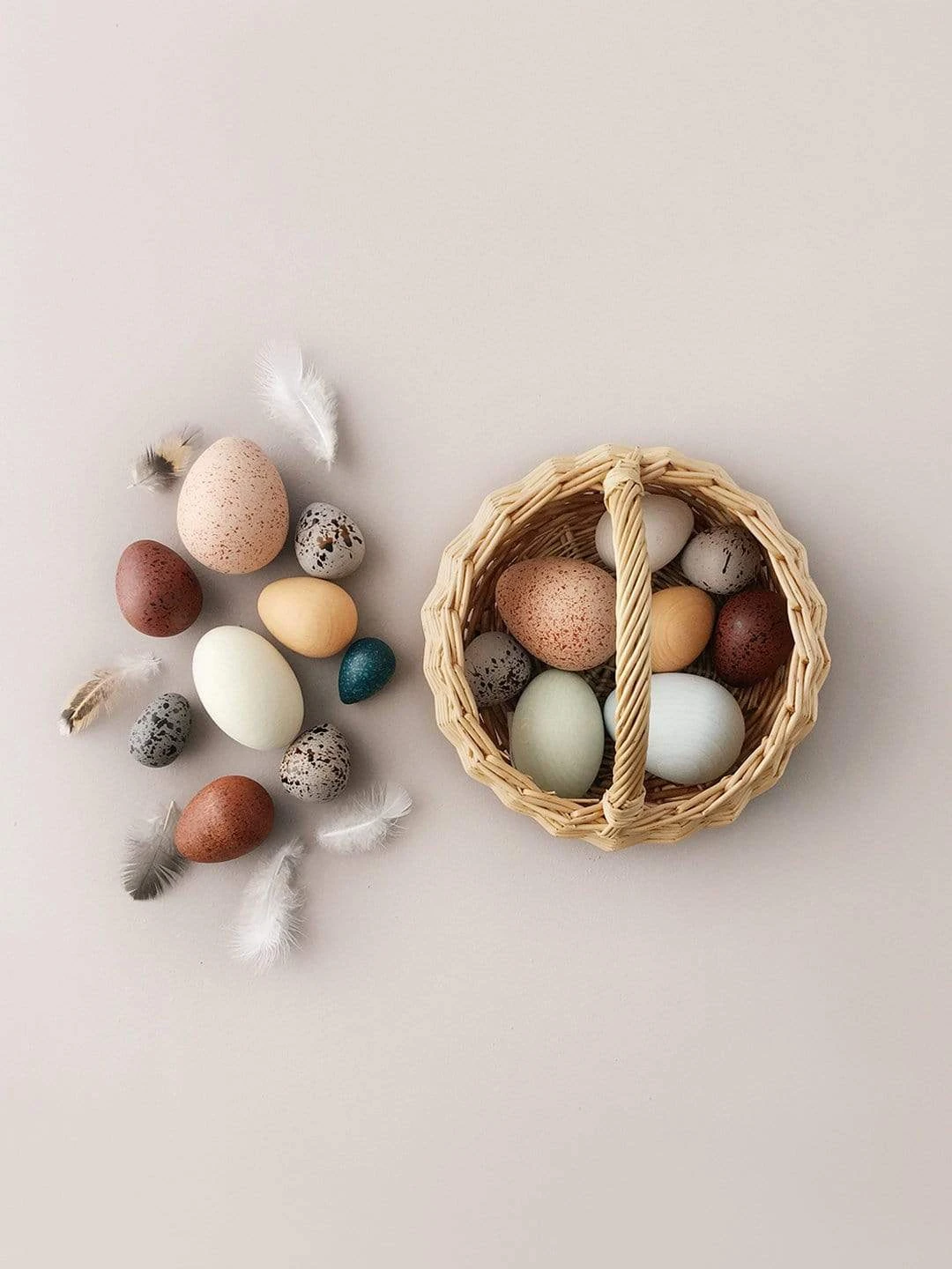 A Dozen Wooden Bird Eggs Basket 3 A Dozen Wooden Bird Eggs Basket