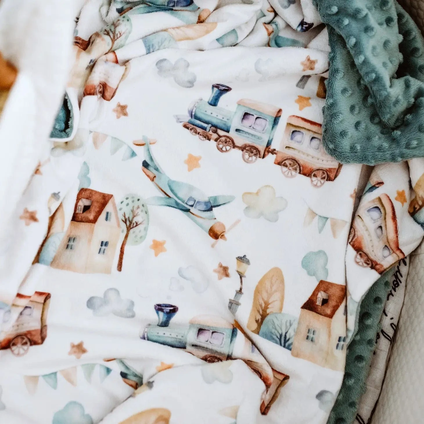 Baby & Toddler Minky Blanket - Planes, Trains, Automobile 4 Baby & Toddler Minky Blanket - Planes, Trains, Automobile - Image 2