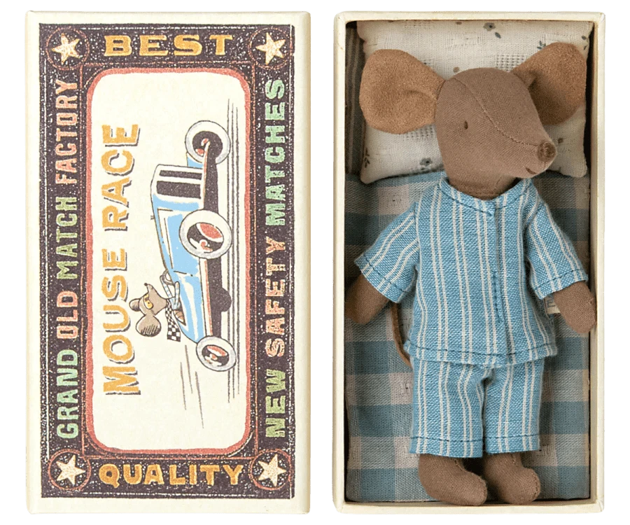 Maileg Big Brother Mouse In Matchbox (Pajamas) 5 Maileg Big Brother Mouse In Matchbox (Pajamas) - Image 3