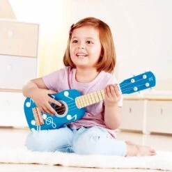 Hape Blue Ukulele -Children's Trendy Toy Store blue ukulele hape lil tulips 13999836430454