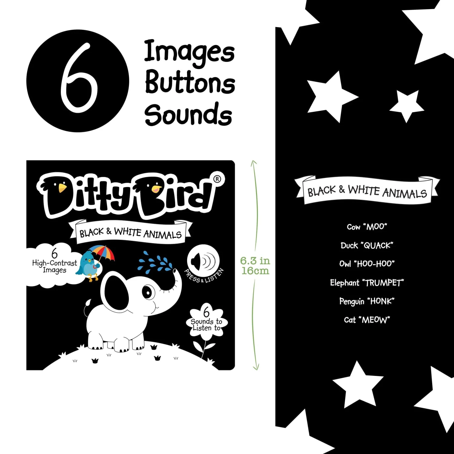 Ditty Bird Baby Sound Book: Black & White Animals 4 Ditty Bird Baby Sound Book: Black & White Animals - Image 2