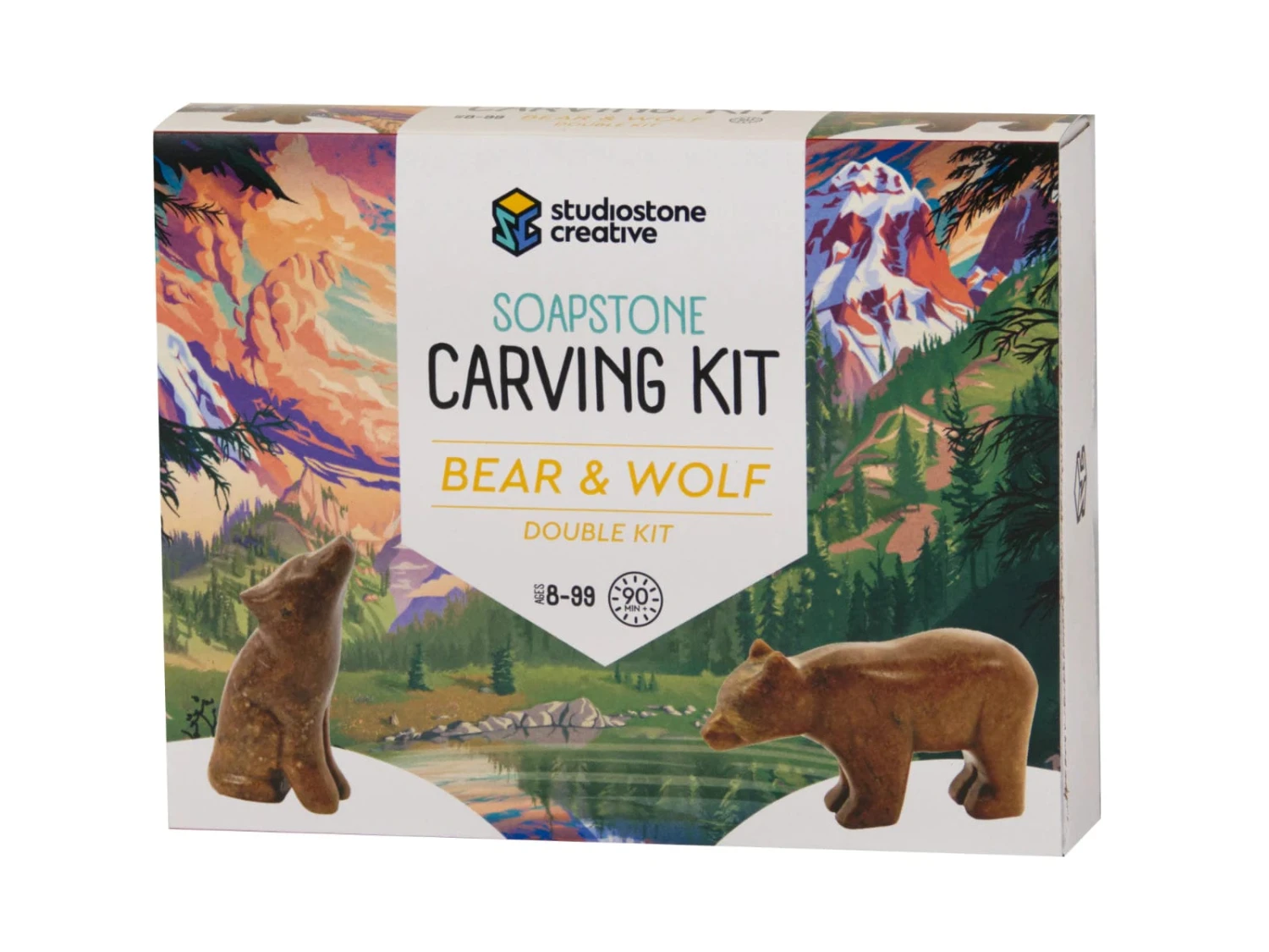 Double Kit: Bear & Wolf Soapstone Carving Kit 3 Double Kit: Bear & Wolf Soapstone Carving Kit