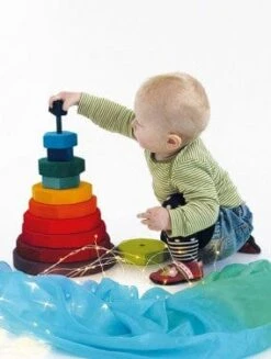 Large Geometrical Stacking Tower 10 Large Geometrical Stacking Tower -Children's Trendy Toy Store large geometrical stacking tower grimm s lil tulips 5107298041974