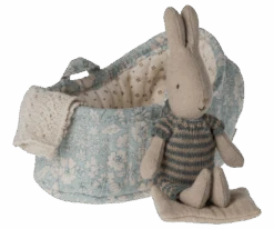 Maileg Micro Rabbit In Carry Cot -Children's Trendy Toy Store micro rabbit in carry cot blue maileg lil tulips 31004916875382