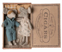 Maileg Mum & Dad Mice In Cigar Box