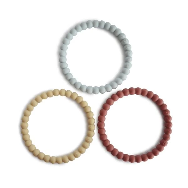 Mushie Pearl Teething Bracelet 3-Pack (Mellow/Terracotta/Periwinkle) 3 Mushie Pearl Teething Bracelet 3-Pack (Mellow/Terracotta/Periwinkle)