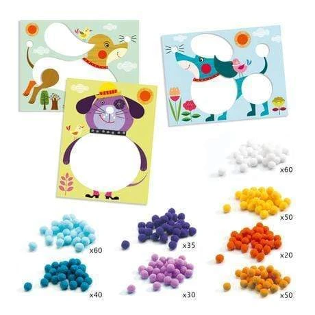 Djeco PomPom Puppies Collage Craft Kit 4 Djeco PomPom Puppies Collage Craft Kit - Image 2