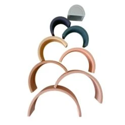 Rainbow Teether Silicone Stacker- Morning Sky -Children's Trendy Toy Store rainbow teether silicone stacker morning sky chewable charm lil tulips 29498335887478