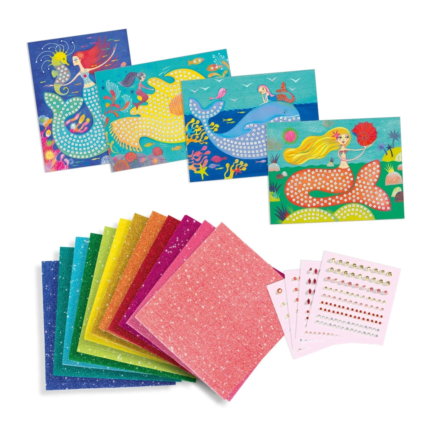 Djeco The Mermaid's Song Sticker And Jewel Mosaic Craft Kit 4 Djeco The Mermaid's Song Sticker And Jewel Mosaic Craft Kit - Image 2