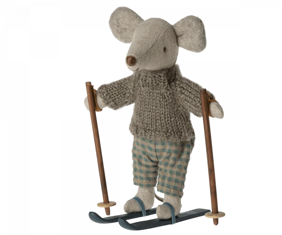 Maileg Winter Mouse With Ski Set, Big Brother 3 Maileg Winter Mouse With Ski Set, Big Brother