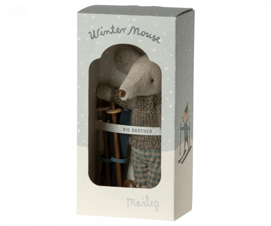 Maileg Winter Mouse With Ski Set, Big Brother 5 Maileg Winter Mouse With Ski Set, Big Brother - Image 3