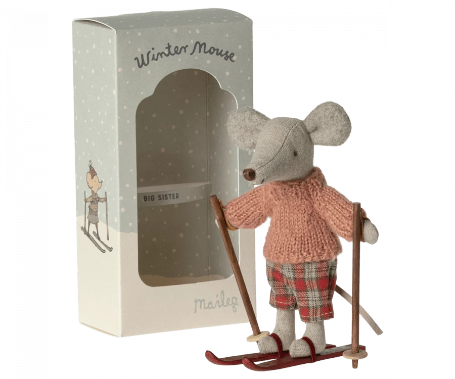Maileg Winter Mouse With Ski Set, Big Sister 4 Maileg Winter Mouse With Ski Set, Big Sister - Image 2
