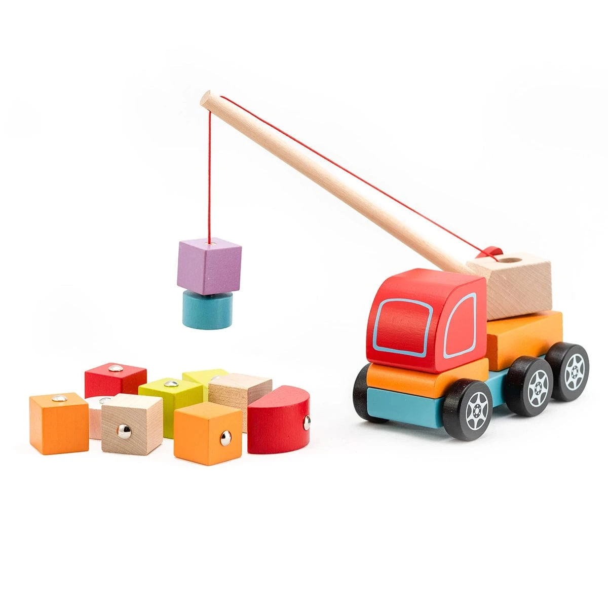 Wooden Crane Truck With Magnetic Elements 3 Wooden Crane Truck With Magnetic Elements