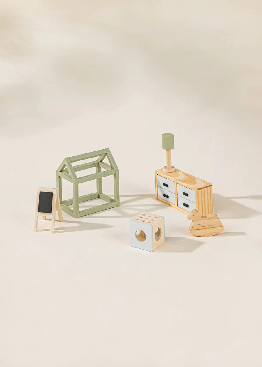 Wooden Doll House Kids Room Furniture & Accessories (7 Pcs) 3 Wooden Doll House Kids Room Furniture & Accessories (7 Pcs)