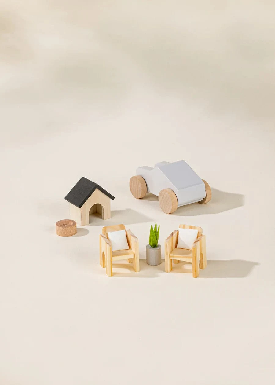 Wooden Doll House Outdoor Furniture & Accessories (8 Pcs) 3 Wooden Doll House Outdoor Furniture & Accessories (8 Pcs)
