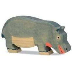 Holztiger Wooden Hippopotamus Feeding