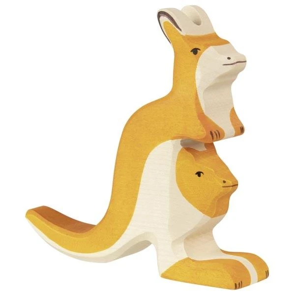 Holztiger Wooden Kangaroo W/Young 2 Holztiger Wooden Kangaroo W/Young