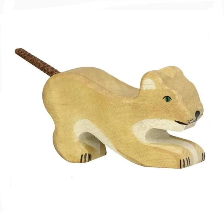 Holztiger Wooden Lion Cub Playing 3 Holztiger Wooden Lion Cub Playing