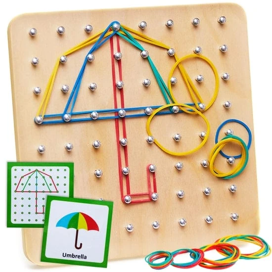 Wooden Montessori Geoboard With Rubber Bands For Kids 3 Wooden Montessori Geoboard With Rubber Bands For Kids