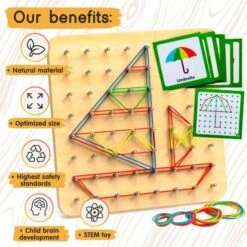Wooden Montessori Geoboard With Rubber Bands For Kids 7 Wooden Montessori Geoboard With Rubber Bands For Kids -Children's Trendy Toy Store wooden montessori geoboard with rubber bands for kids panda brothers lil tulips 29218983772278