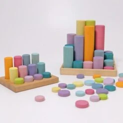 Wooden Pastel Coins 9 Wooden Pastel Coins -Children's Trendy Toy Store wooden pastel coins grimm s lil tulips 28544231800950
