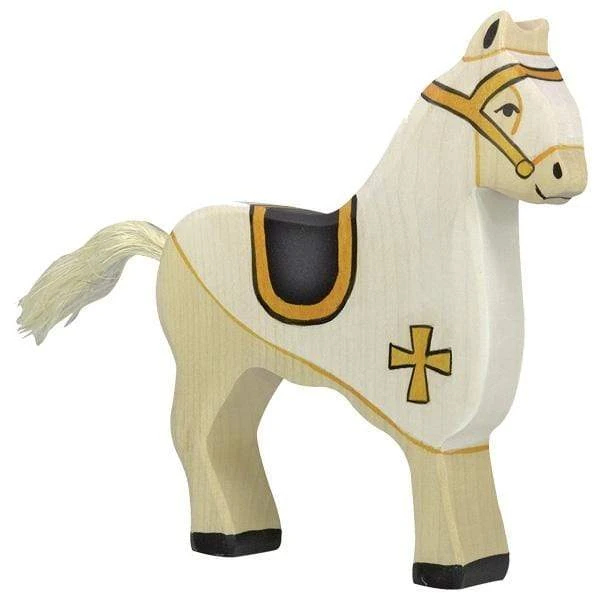 Holztiger Wooden Tournament Horse WHITE 3 Holztiger Wooden Tournament Horse WHITE
